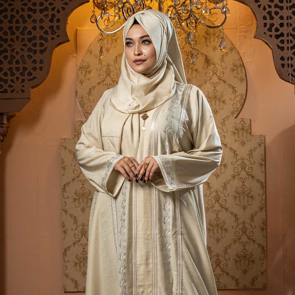 Cream Color Borka Design with Lace & Stone Work